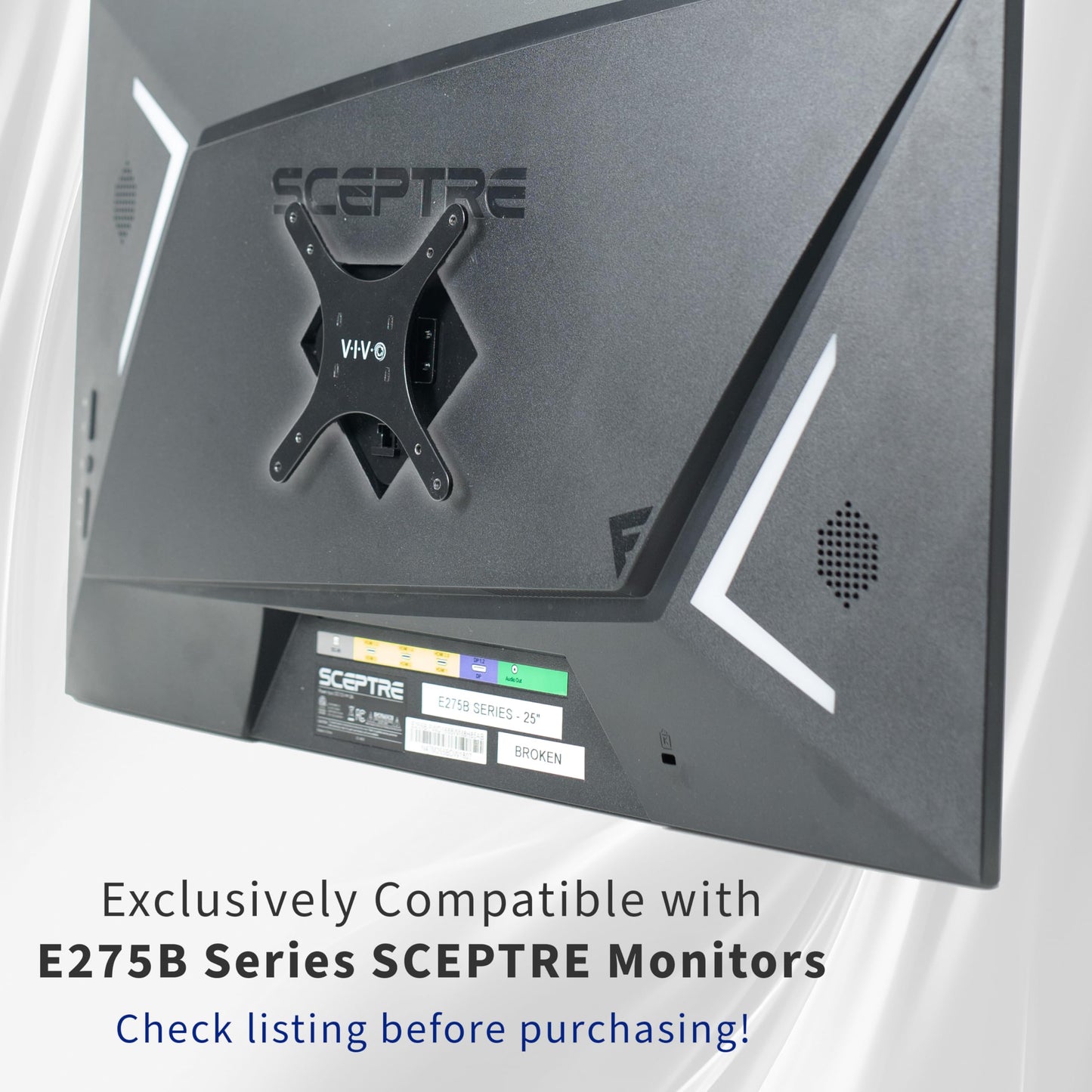 VIVO VESA Adapter Plate Bracket, Designed for Sceptre E275B Series Monitors, VESA up to 100x100, Black, MOUNT-SRC275