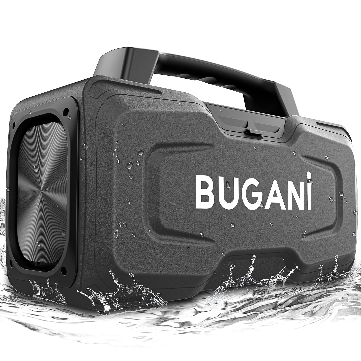 BUGANI Bluetooth Speaker, 80W Powerful Portable Wireless Speakers IPX7 Waterproof Speaker, Outdoor Loud Speakers with Handle 24H Playtime, Support