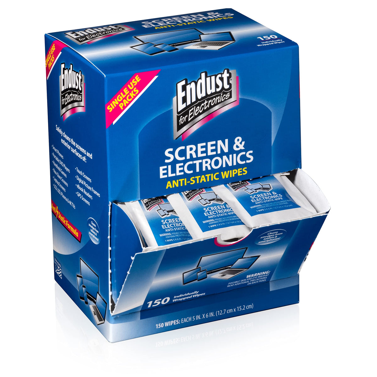 Endust for Electronics; Individually Wrapped, Portable, Anti-Static, Screen & Electronics Cleaning Wipes; 150 Count (14316)