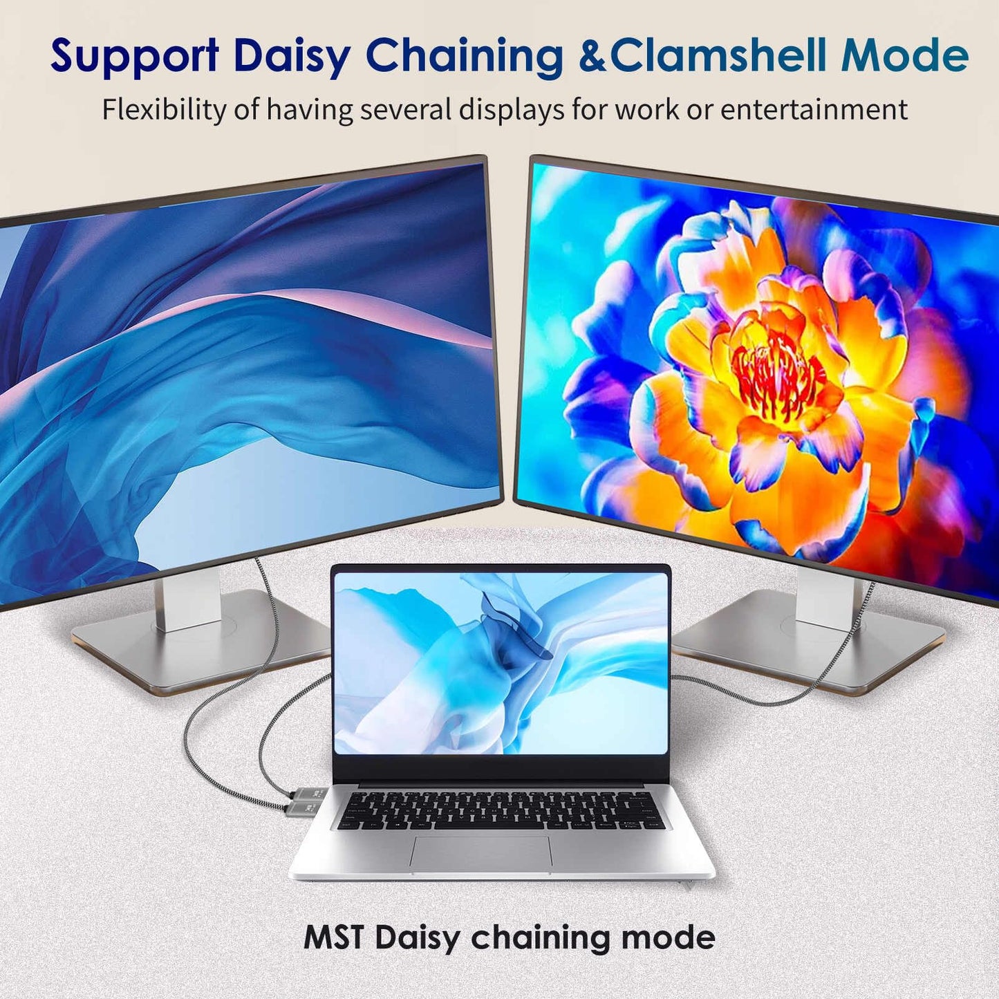 PAKLIMCN 32.4Gbps USB C to DisplayPort 8K Cable - Bidirectional, Supports 4K 144Hz/2K 240Hz, Thunderbolt 4 Compatible, Braided, Works with iPhone