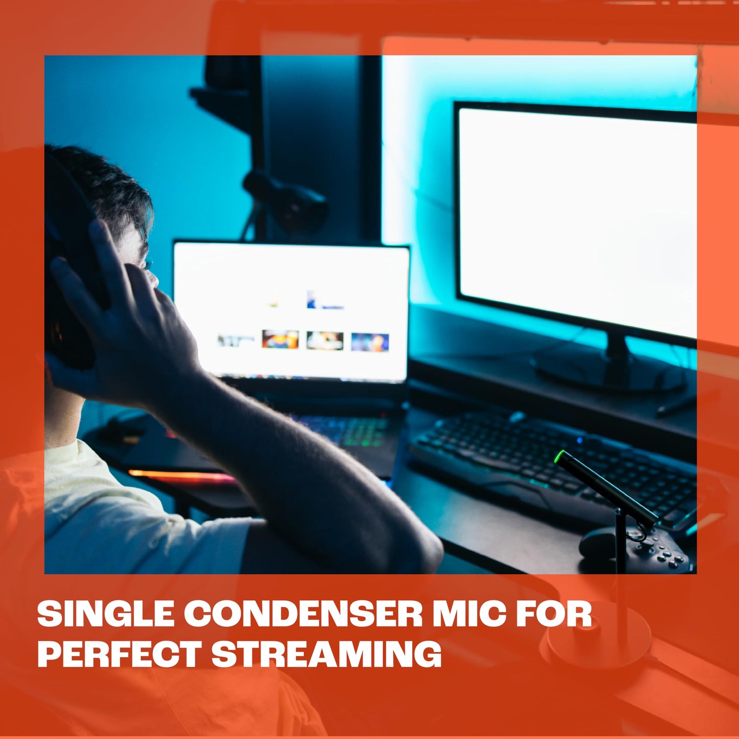 JBL Quantum Stream Talk - Single Condenser Microphone for Perfect Streaming, Recording and Gaming, One-Press Mute Button, Easy-to-Adjust Control knob