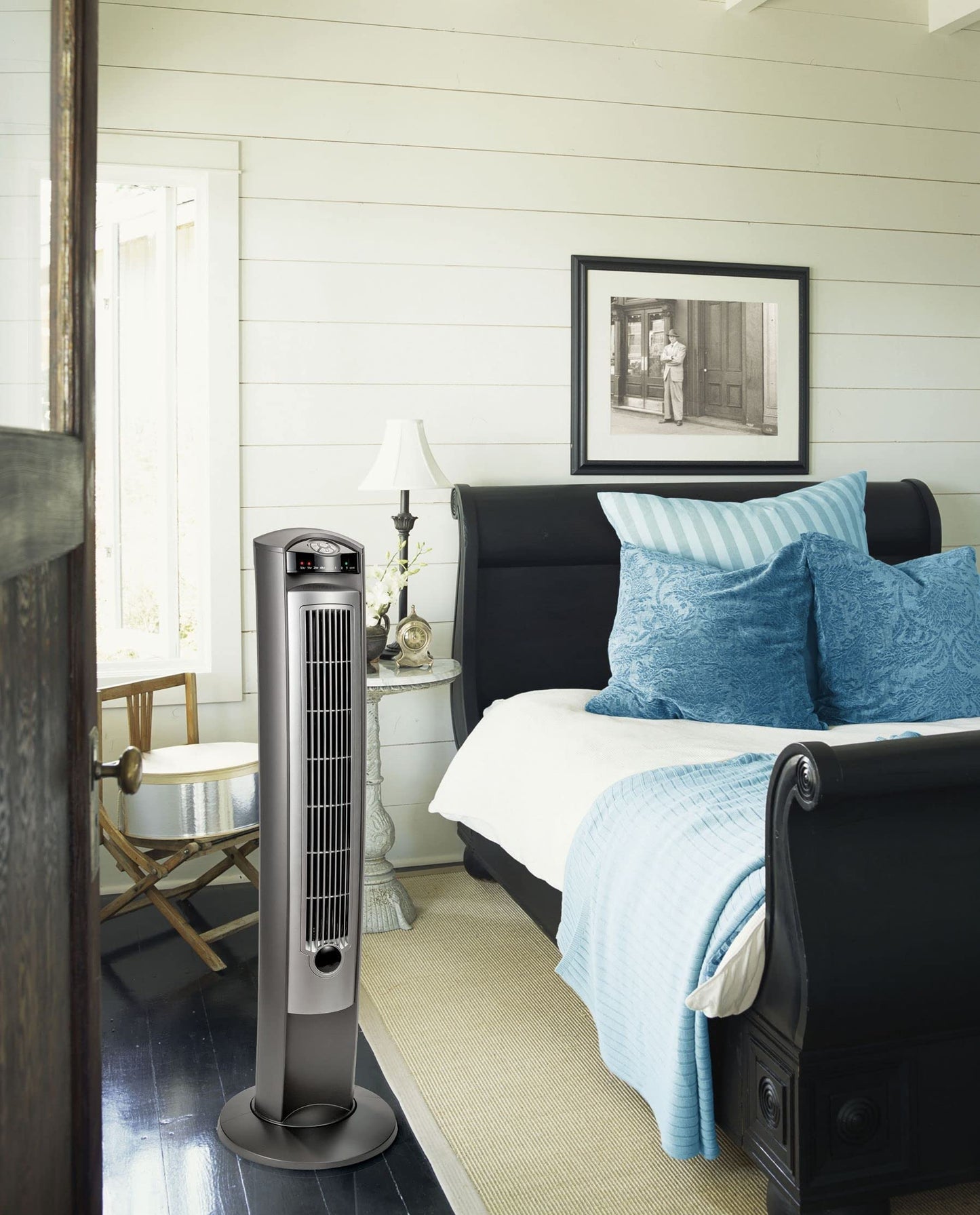 BATHINDIAN Wind Curve Tower Fan with Lonizer and Remote, with on-Board Storage Location, Auto Shut-Off Timer, Multi-Function Remote Control, Suitable