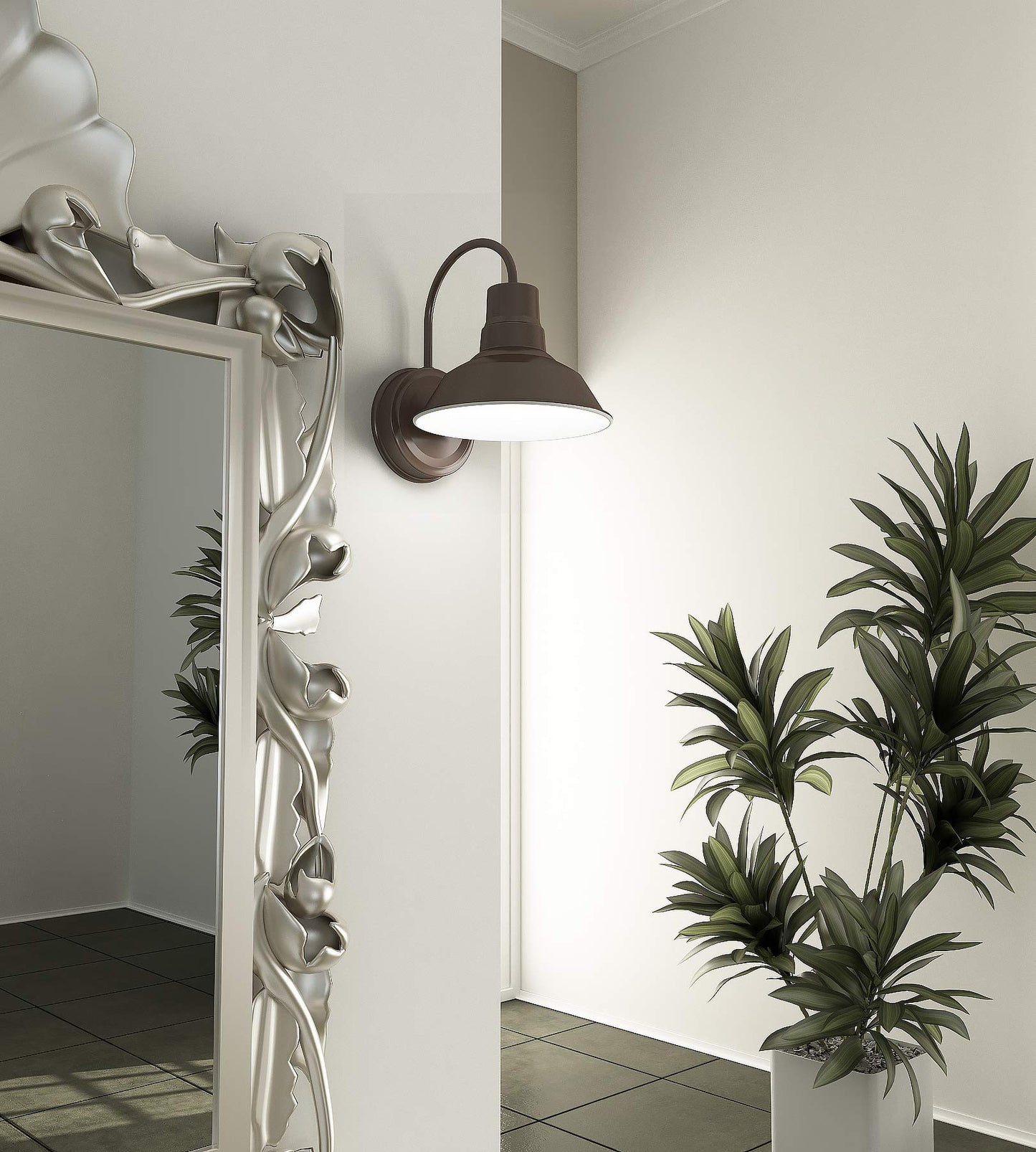 Architectural Bronze Gooseneck LED Wall Sconce Barn Light Fixture - Industrial Antique Farmhouse Style - Vintage Patio Porch Wall Mount Light