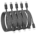 USB C to USB C Cable, 5Pack 6FT 60W(3.1A) Nylon Braided USB C Charger Cable for for iPhone 17/ iPhone 16/16 Plus/16 Pro Max/15/15 Plus/15 Pro Max