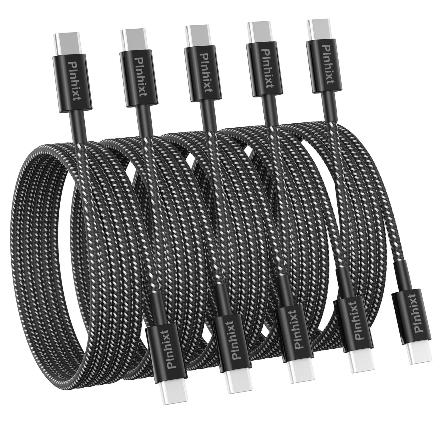 USB C to USB C Cable, 5Pack 6FT 60W(3.1A) Nylon Braided USB C Charger Cable for for iPhone 17/ iPhone 16/16 Plus/16 Pro Max/15/15 Plus/15 Pro Max