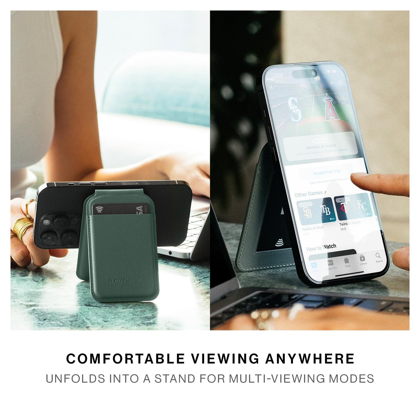 Native Union Active Wallet Stand | Magnetic - MagSafe Card Holder with Stand for iPhone Air, 17, 16, 15, 14 - Extra Secure & Ultra Slim - Stores 4
