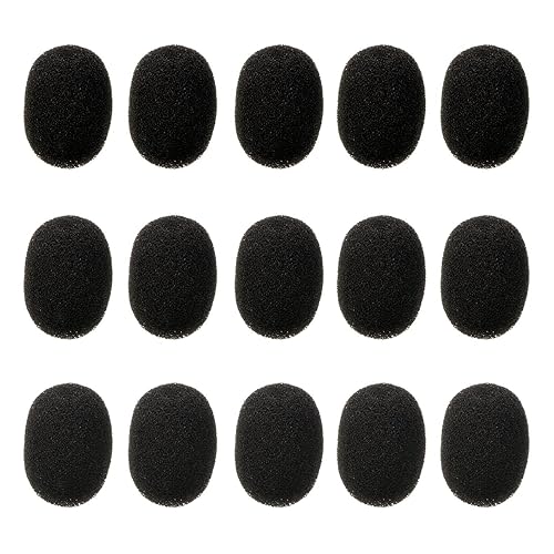 Eboot 15 Pack Mini Microphone Covers Foam Windscreen Lapel Headset Mic Foam Cover Protection for Small Lapel and Lavalier Microphones (Black)
