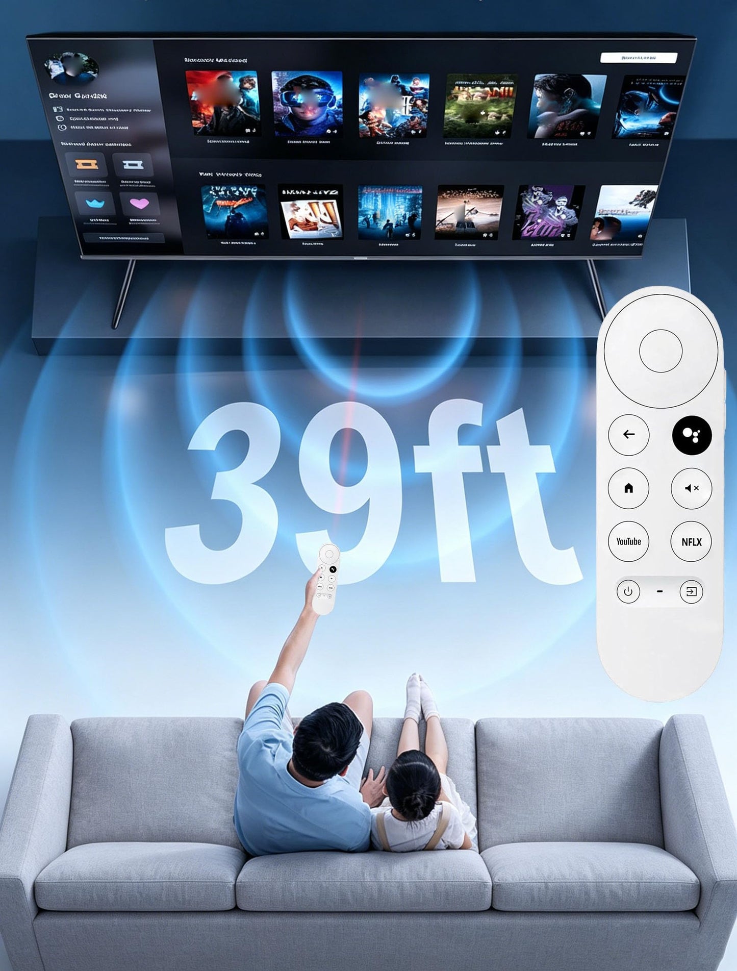NEW Voice Remote Control for Google Chromecast TV 4K (Snow), Replacement Remote for Google Chromecast 4k Snow HD TV G9N9N GA01409-US GA01919-US