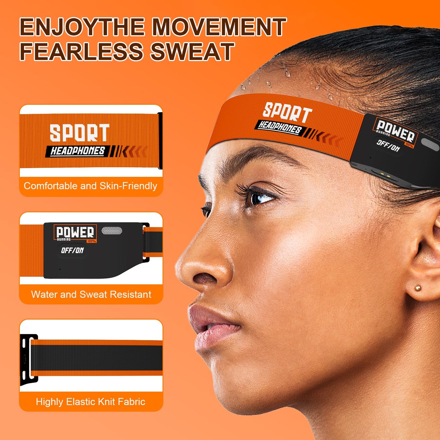 Sport Headphones Bluetooth 5.4 with Sweat Resistant Headband, Sleep Headband Headphone with HD Ultra-Thin Stereo Speakers, Comfortable Fit Wireless