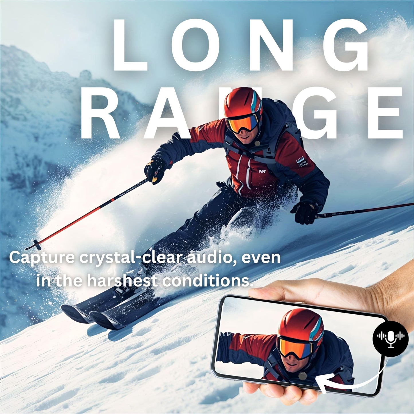 XR Magnetic Wireless Lavalier Microphone Long Range for iPhone/Android/PC 1-Click Noise Reduction 34H Case+Mic Battery, Hi-Fi Audio, YouTube, Social