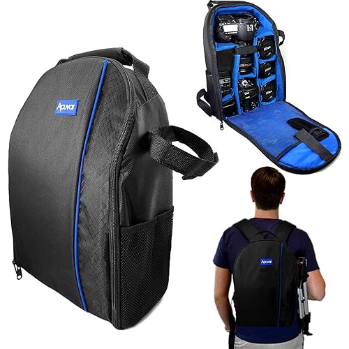 Acuvar Padded Camera Backpack DSLR Camera Bag with Customizable Interior Padding and Rain Cover for Digital Cameras Compatible With Canon Nikon Sony