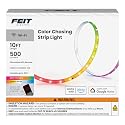 Feit Electric 10FT Smart Chasing LED Strip Light, RGB Color-Changing + Tunable White, Wi-Fi App & Remote Control, Alexa & Google Home, Linkable