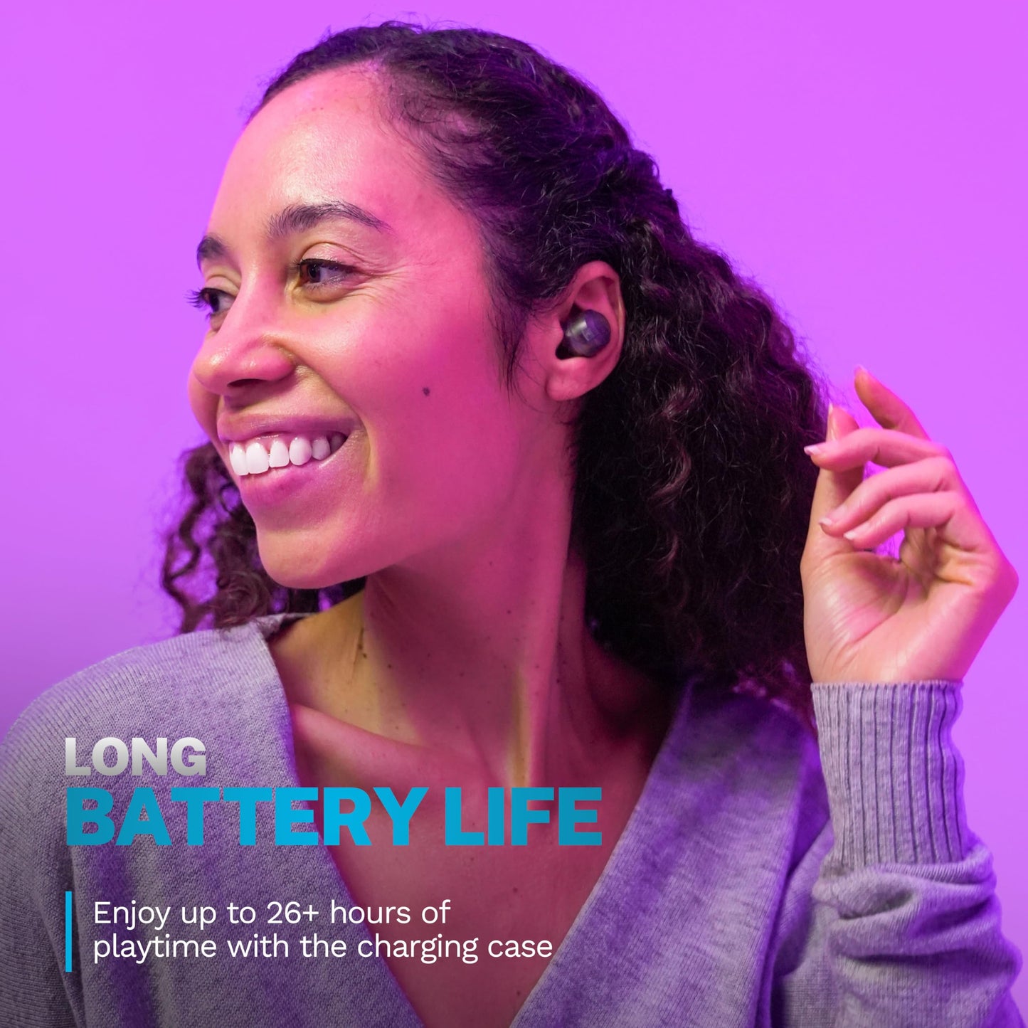 JLab Go Air Pop+, True Wireless Earbuds, Bluetooth Earbuds with Microphone, Dual Connect, EQ3 Sound, Clear