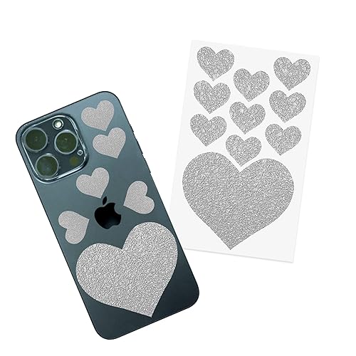 Dragon Grips Heart Stickers - 10 Pcs Clear Heart-Shaped Rubberized Grip Stickers - Waterproof, Multi-Purpose, Non-Slip, Textured Cell Phone Grip Tape