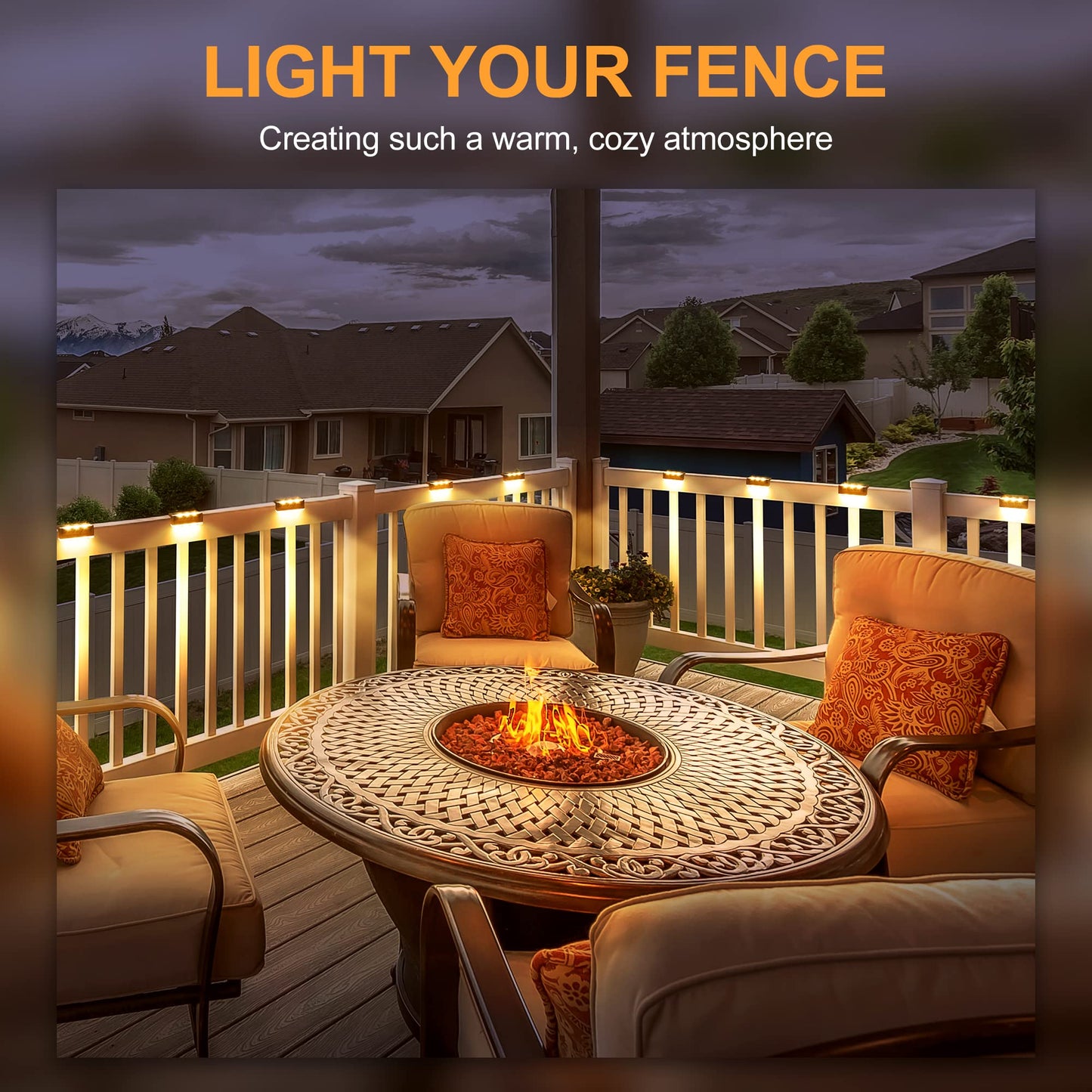 SOLPEX Solar Fence Lights, 6 LEDs Solar Lights Outdoor Waterproof Solar Powered for Deck, Stair, Front Porch, Balcony, Walkway, Garden, Yard, Patio