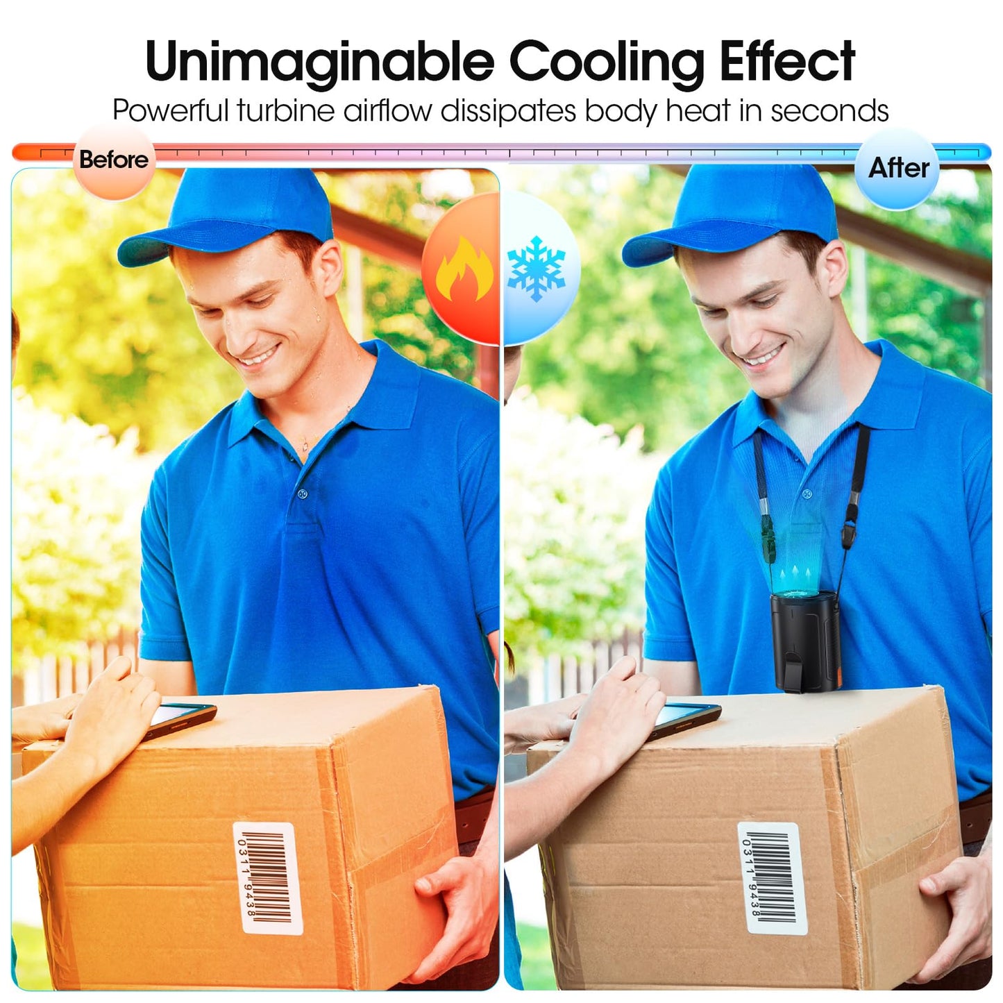 Heelkl 2026 AI Portable Fan Rechargeable, 4-Speed Strong Airflow, Personal Waist Fan with up to 25H of Working Time, Hands-Free Hanging Neck Fan