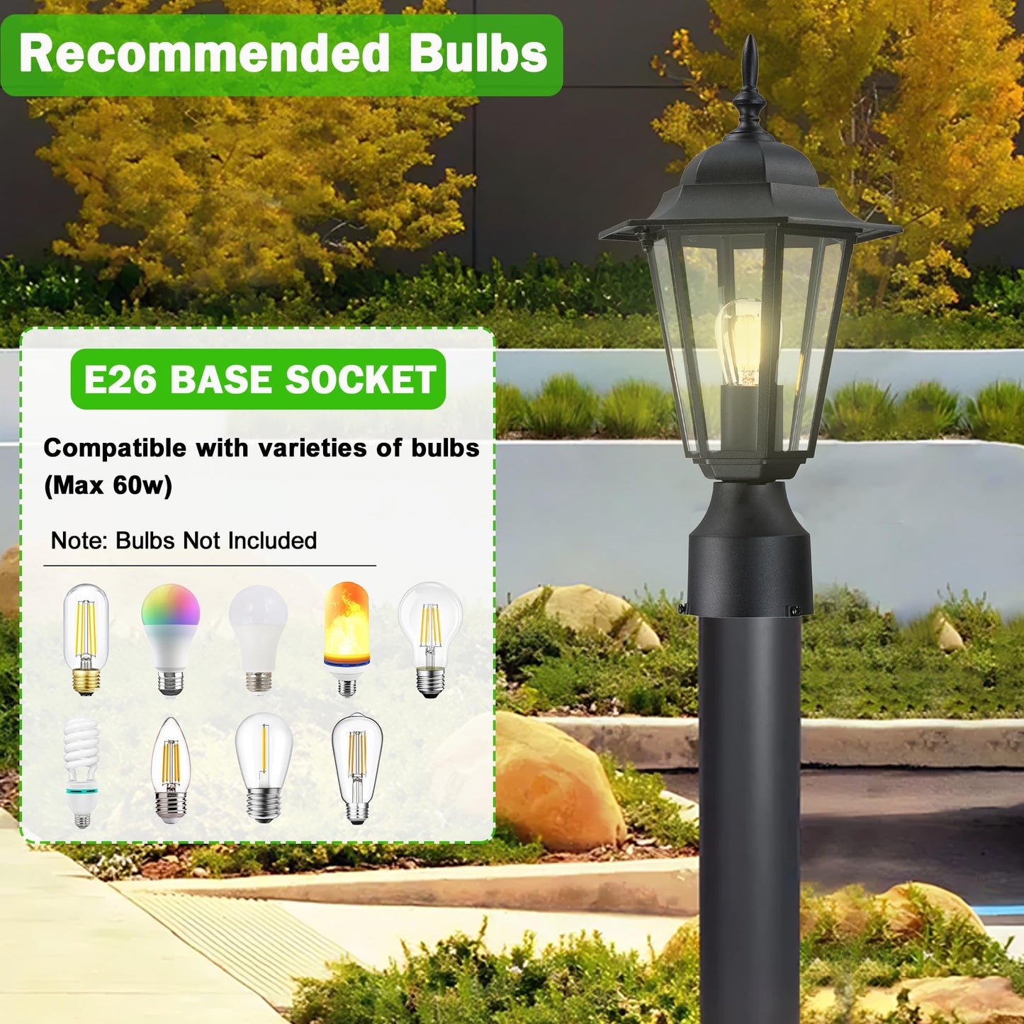 Kumtin Smart Outdoor Post Light, Water-Proof and Rust-Proof Pole Lamp