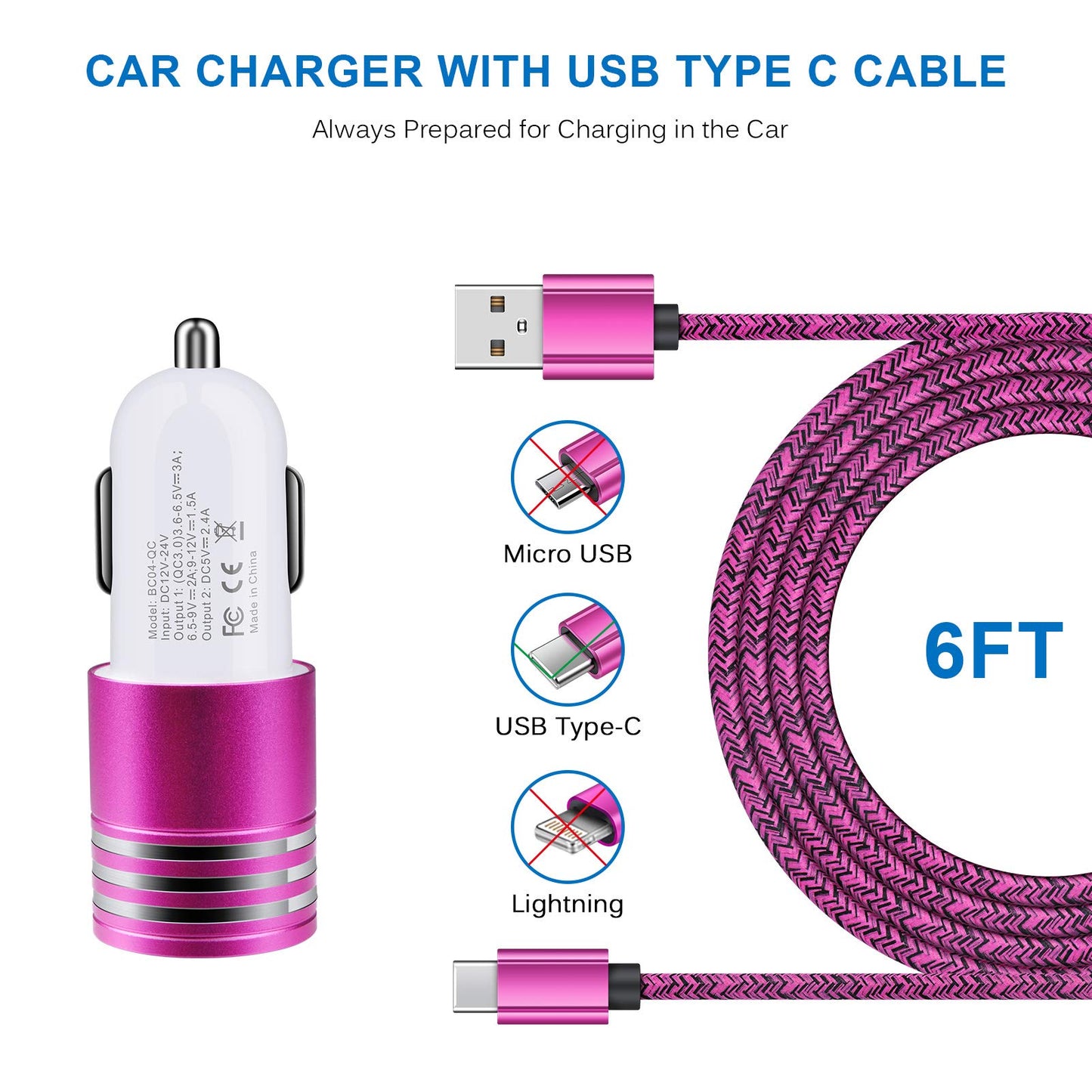 Fast Charging USB C Car Charger for Samsung Galaxy S26 S25 S24 S23 S22 S21 S20 A57 A37 A17 A56 A36 A26 A16 A25 A35 A15 A54 A14 A53 A13 A23,Quick