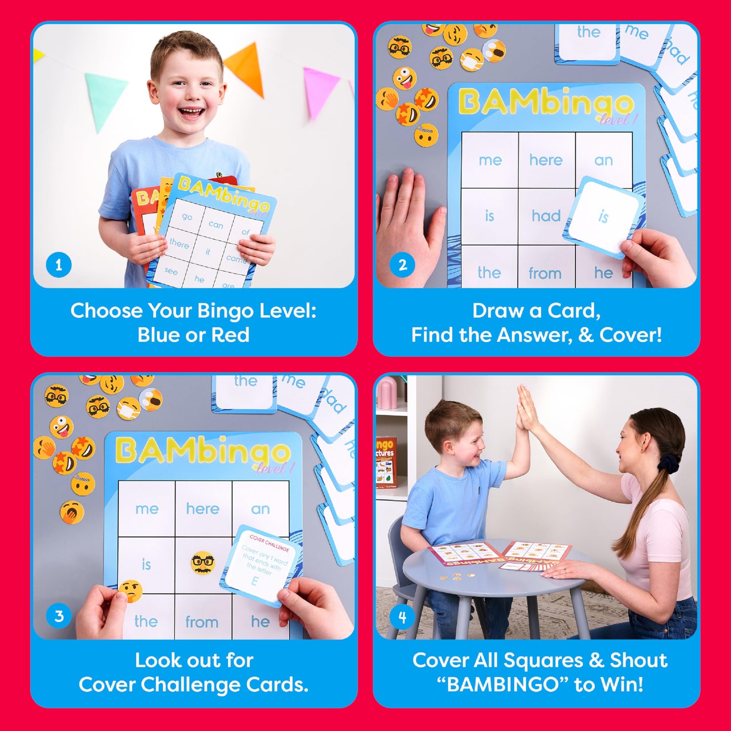 THE BAMBINO TREE Sight Word Bingo Game | Level 1 & 2 Educational Vocabulary Game | Learn to Read Dolch & Fry Word Lists for K–1st Grade