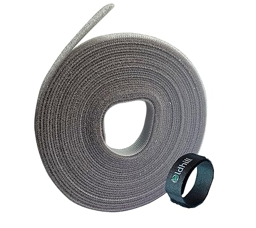 Oldhill Fastening Tapes Hook and Loop Reusable Straps Wires Cords Cable Ties - 1/2"" Width, 15' x 3 Rolls Grey, BY0882403A