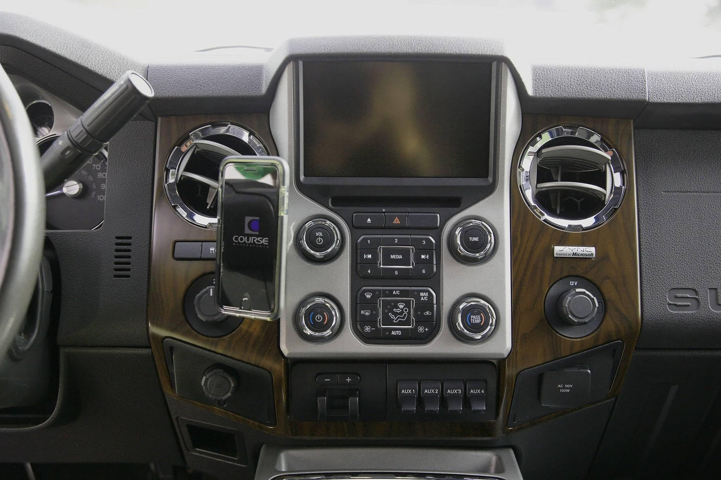 Course Motorsports Direct Fit Phone Mount - Ford F250/F350/F450/F550 (2014-2016) with Navigation - Left or Right - Wireless Charger Compatible