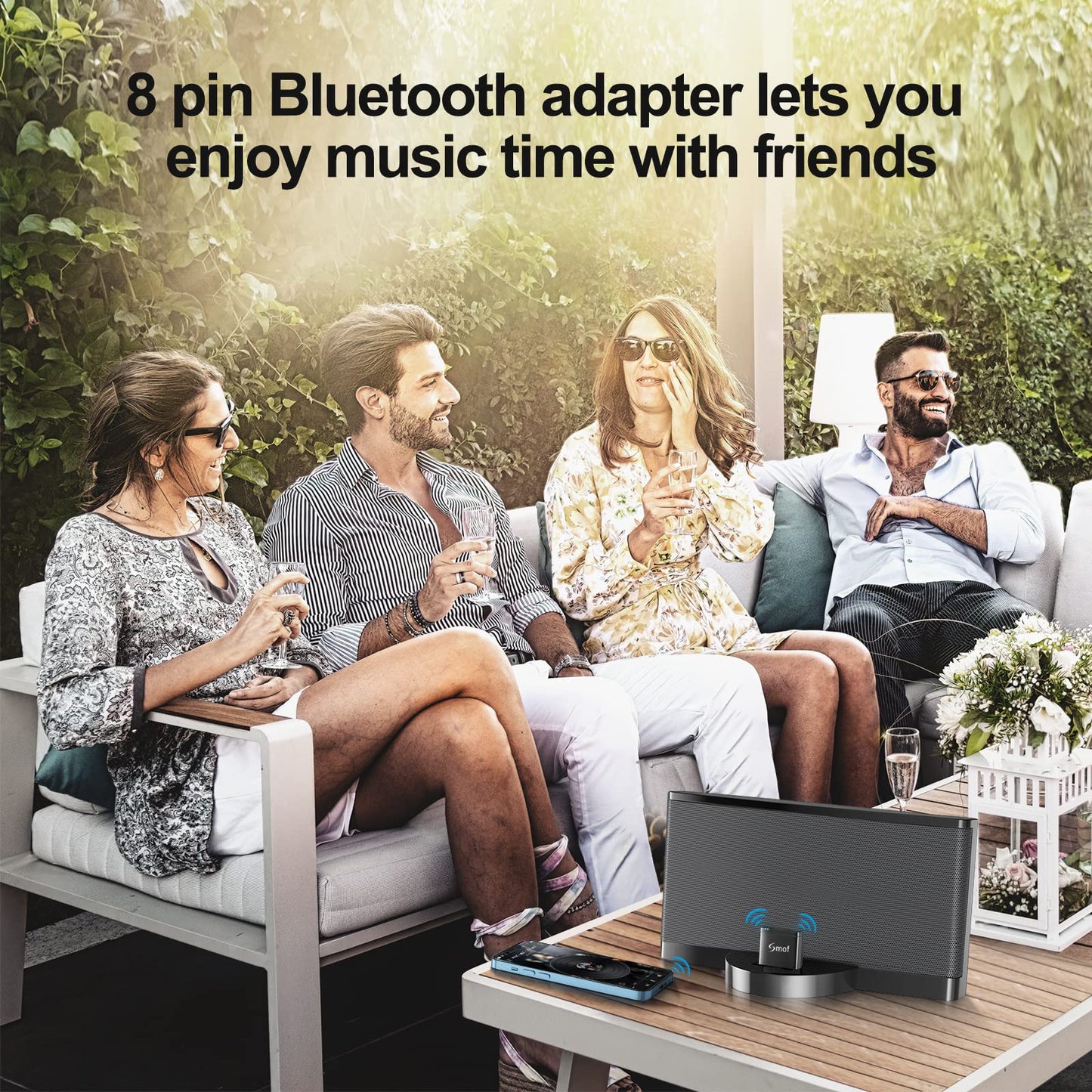Smof 8 Pin Bluetooth Adapter Receiver Only for Bose Sounddock III/XT, Philips DS1155B/93, Philips AJ7260D/93, JBL MS302GM, Yamaha TSX-14, iHome
