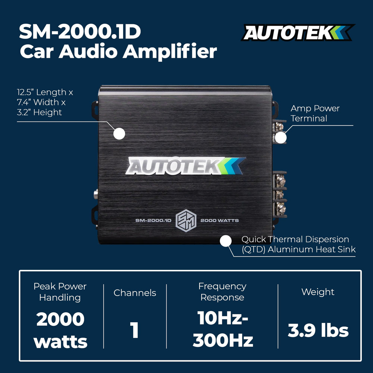 Autotek Street Machine 2000W Monoblock Class-D Car Audio Amplifier
