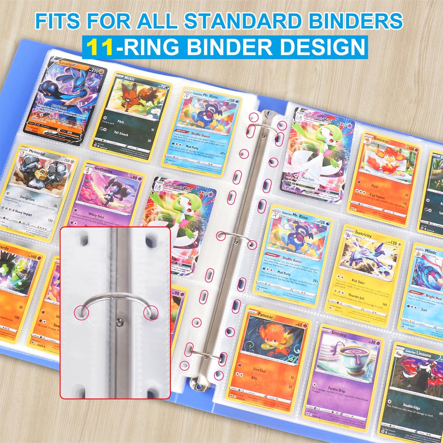 ABLY 720 Pocket Double Sided Card Sleeves, 9-Pocket, for 3 Ring Binder