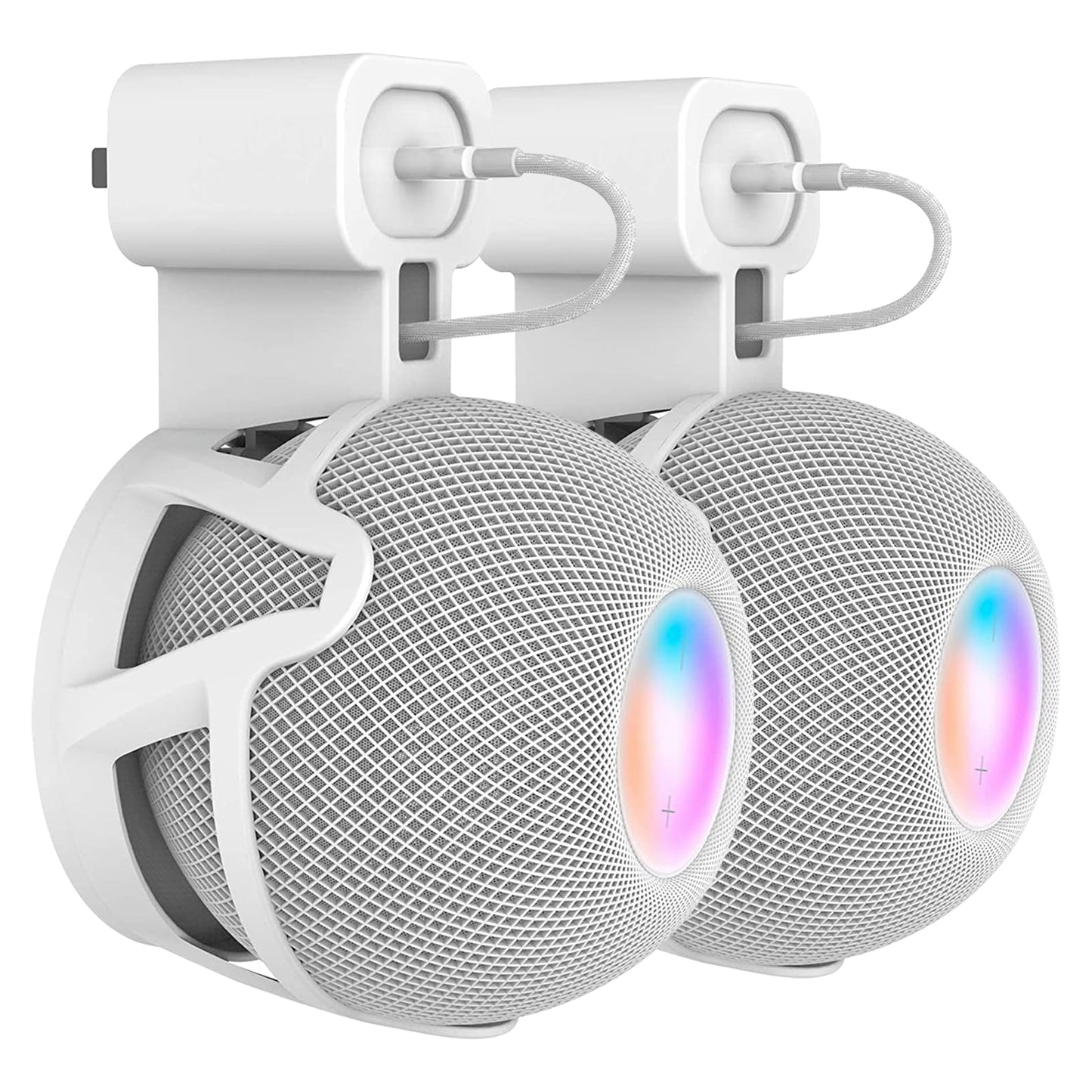 CUHIOY Wall Mount for HomePod Mini, Built-in Cord Management Speaker Stand for Outlet Home Pod, Space-Saving Smart Plug Holder for Homepod, Safe