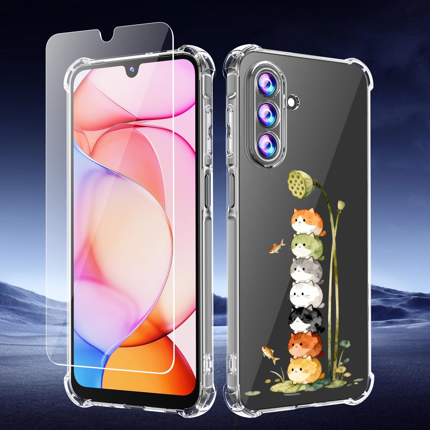 GSDCB Phone Case for Samsung Galaxy A17 5G Case, Samsung A17 5G Case with Tempered Glass Screen Protector, Soft Flexible TPU Slim Fit Shockproof Phone
