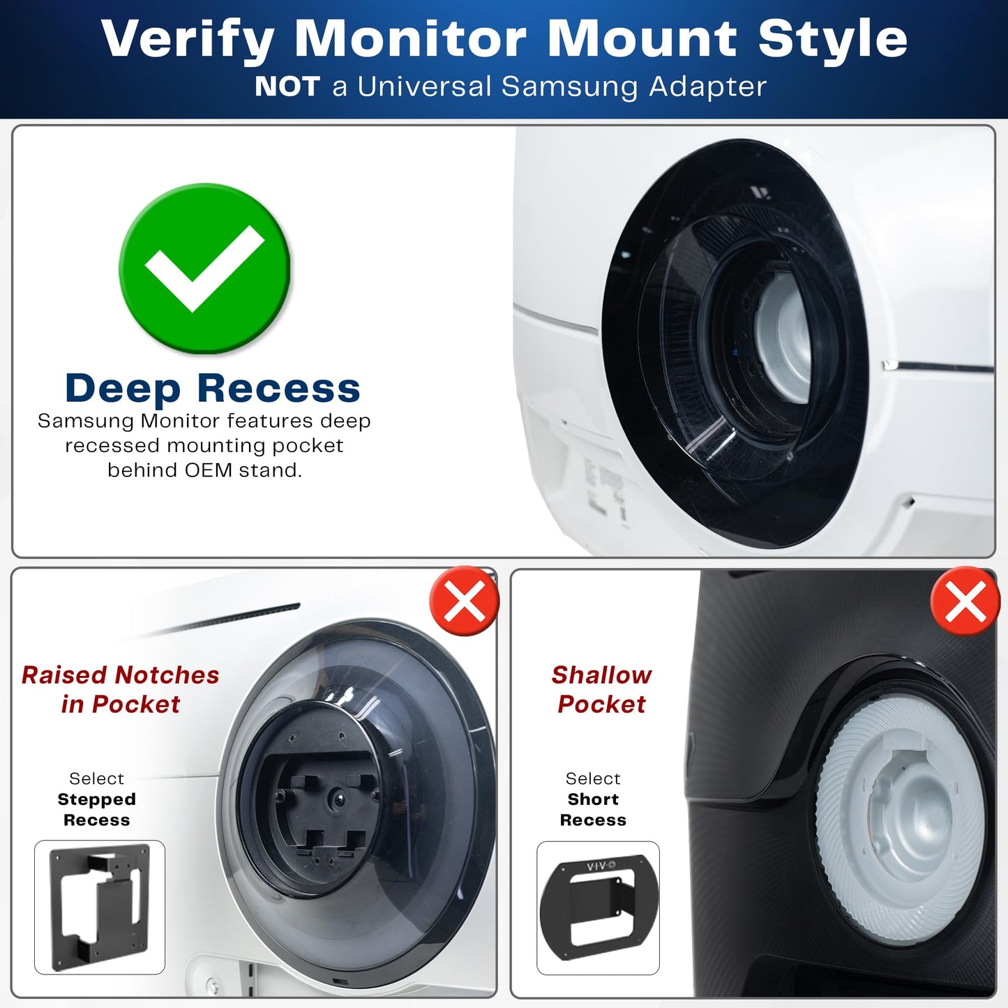 VIVO Deep Recessed VESA Adapter Plate Bracket Designed for Samsung Odyssey Neo G9, G95NA, and Odyssey G9 Monitors, VESA 100x100, Mount-SG9