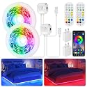 Under Bed Lights Motion Sensor Light Indoor, 2-Pack 9.8Ft Motion Activated RGB Color Changing LED Strips with Remote,App Control,Music Sync, USB