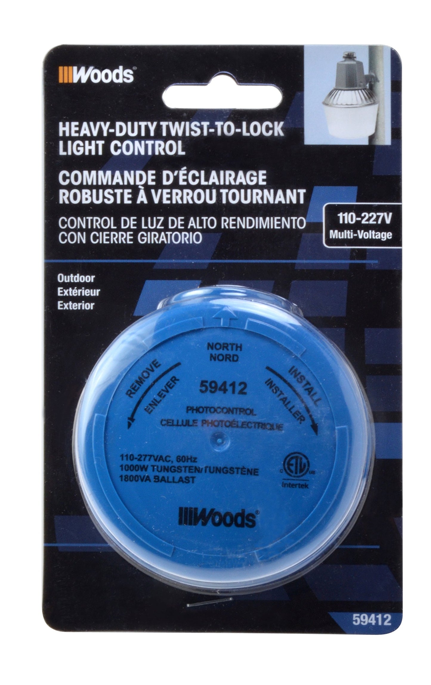 Southwire Woods Outdoor Heavy Duty Twist Lock Light Sensor with Photocell - Dusk-to-Dawn Lighting Control - Reliable Outdoor Light Sensor - Twist-Lock