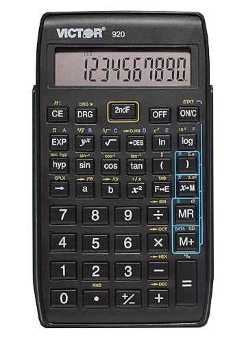 Victor 920 Compact Scientific Calculator with Hinged Case, 10-Digit LCD