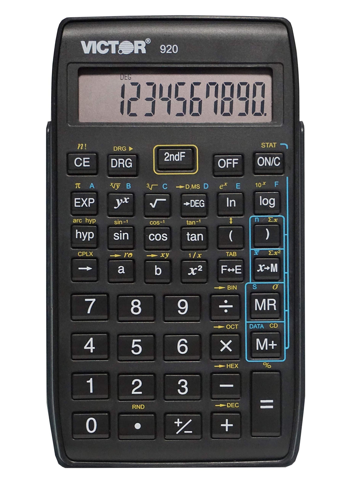 Victor 920 Compact Scientific Calculator with Hinged Case, 10-Digit LCD