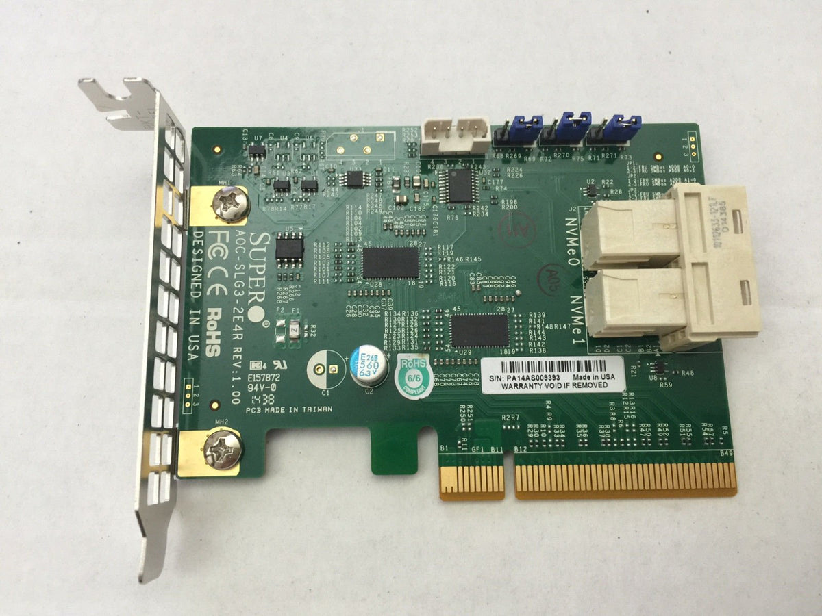 Supermicro AOC-SLG3-2E4R NVMe AOC Card, Standard LP, 2 Internal NVMe Ports, x4 per Port, Gen-3
