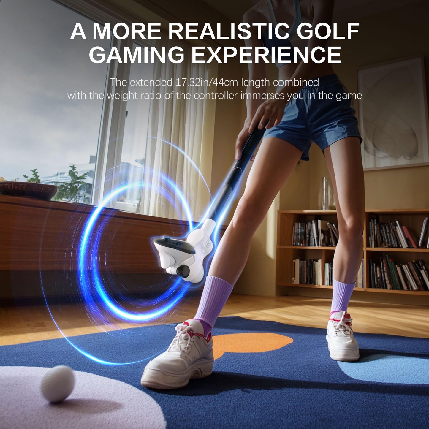 WOUMNTT Golf Club Attachment Compatible with Meta Quest 3/3S Controllers, Left & Right VR Golf Handle Accessory with Non-Slip Rubber Grip, Realistic