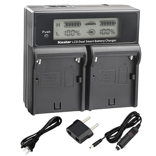 Kastar LCD Dual Fast Charger Replacement for Sony NP-F970 NP-F960 F970 F960 F975 F950 DCR-VX2100 HDR-AX2000 FX1 FX7 FX1000 HVR-HD1000U V1U Z1P Z1U Z5U