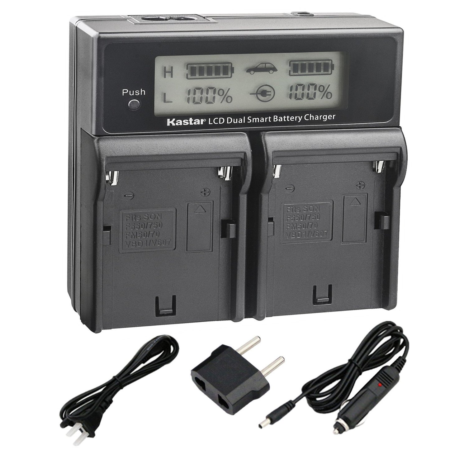 Kastar LCD Dual Fast Charger Replacement for Sony NP-F970 NP-F960 F970 F960 F975 F950 DCR-VX2100 HDR-AX2000 FX1 FX7 FX1000 HVR-HD1000U V1U Z1P Z1U Z5U
