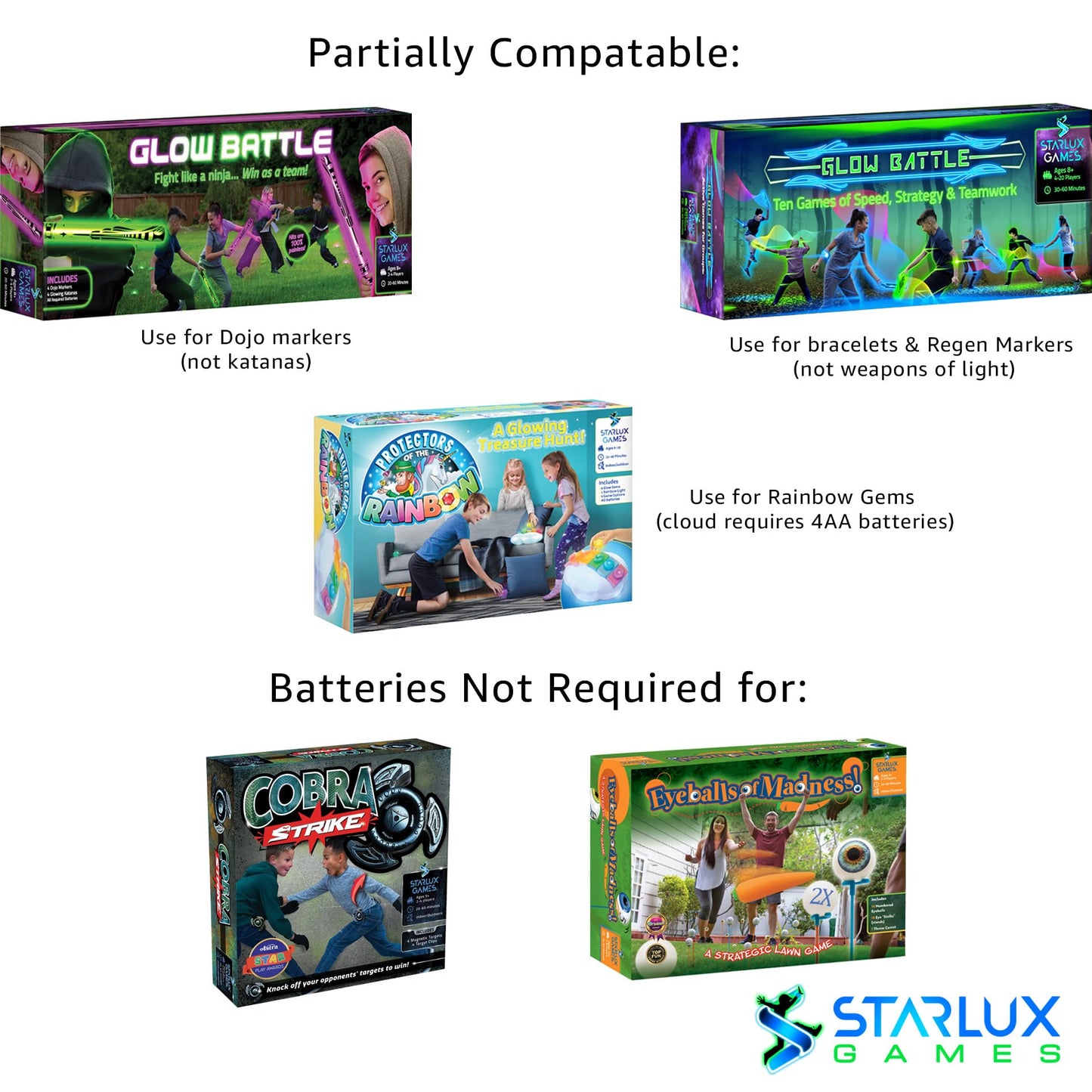 Starlux Games Battery Replacement Set | 48 CR1220 Batteries | for Capture The Flag Redux, Cosmic Kick The Can, Dive Diamonds & More | Compatible…