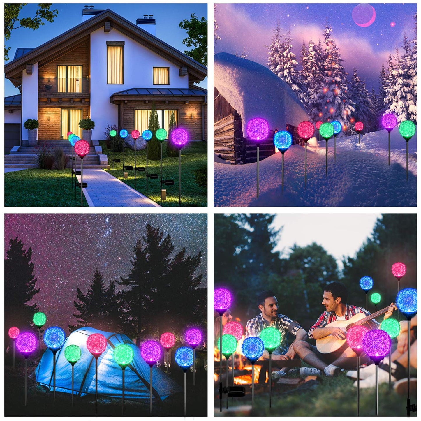 MMHF Solar Garden Lights Outdoor, Upgraded Globe Powered Garden Light, Multi-Color Changing LED Solar Stake Lights for Patio Backyard Pathway Party