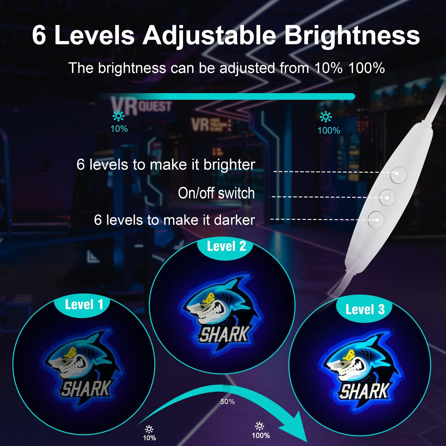 LIUISNEO Shark Neon Sign,Innovative Integral Forming Process,With Dimmable Switch For All Holiday Party and Home Decoration