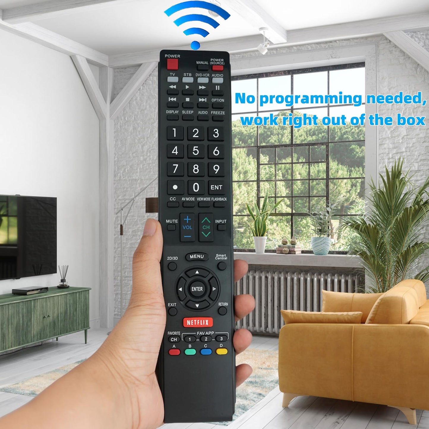 Replaced Remote Control Compatible for Sharp LC-60LE755U LC-60LE640U LC-46LE832U LC60LE820 LC-46LE835 LC-40LE830U AQUOS LED LCD HD TV with Netflix 3D