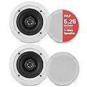 Pyle Home 5.25” Ceiling Wall Mount Speakers - Pair of 2-Way Midbass Woofer Speaker 1'' Polymer Dome Tweeter Flush Design w/ 80Hz - 20kHz Frequency