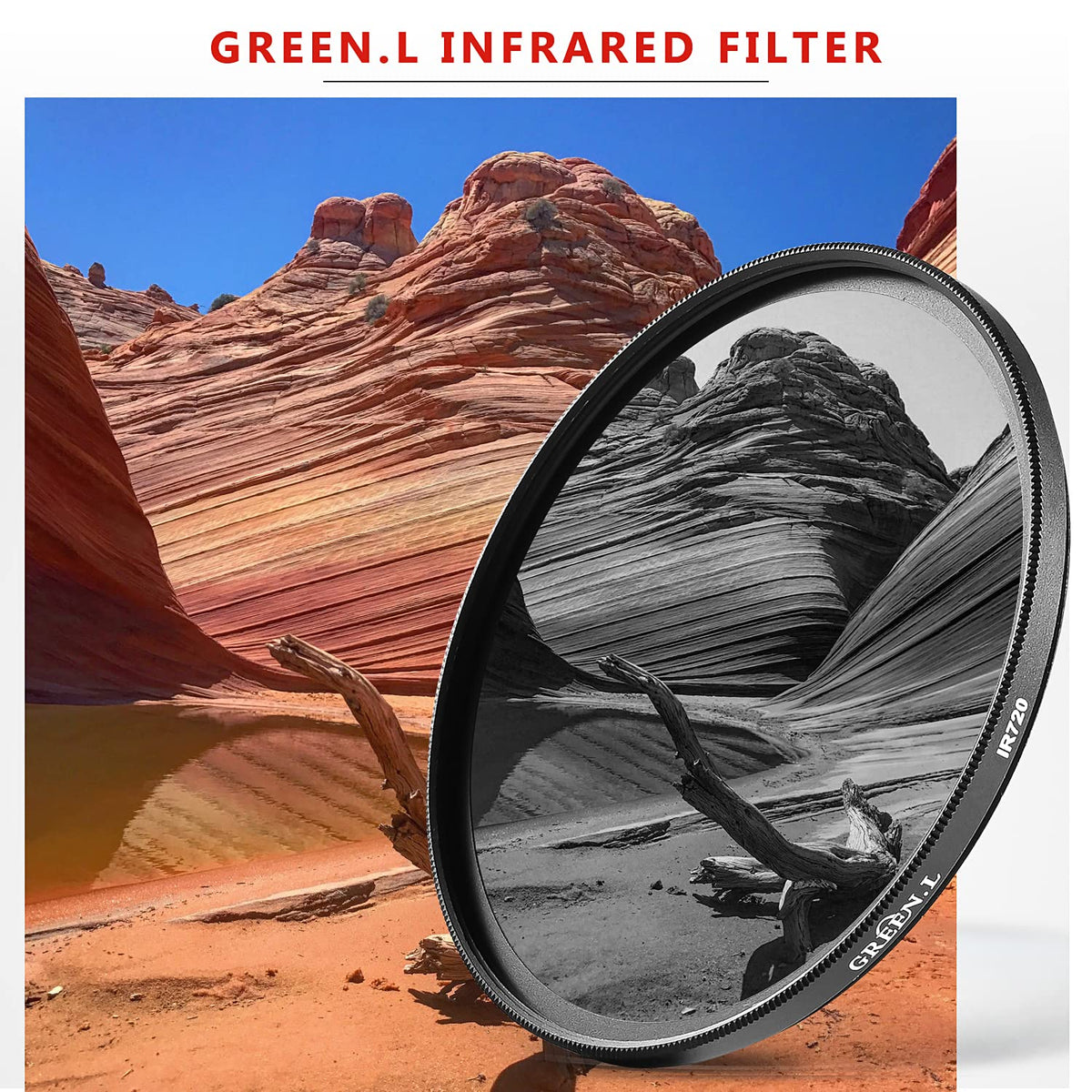 GREEN.L 58mm Infrared Filter, 58mm IR 950nm (R95) Filter for Camera Lens