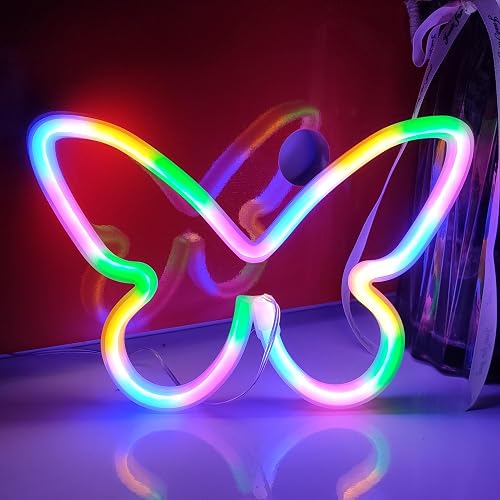 JYWJ Butterfly Neon Sign,USB or 3-AA Battery Powered Neon Light,LED Table Decoration,Bedroom Wall Decoration,Birthday Gift,Wedding Supplies Business