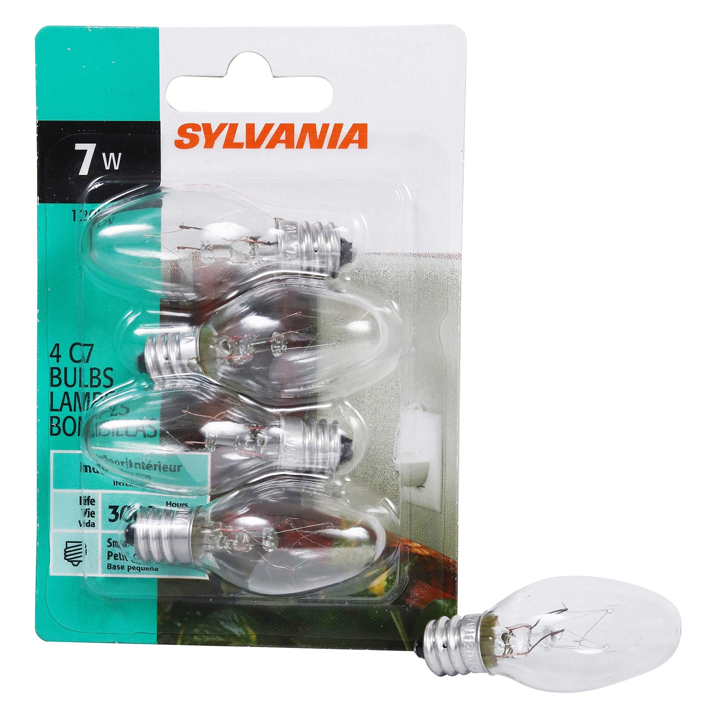 Sylvania Incandescent C7 E12 7 Watt Night Light Bulbs, 4 Pack