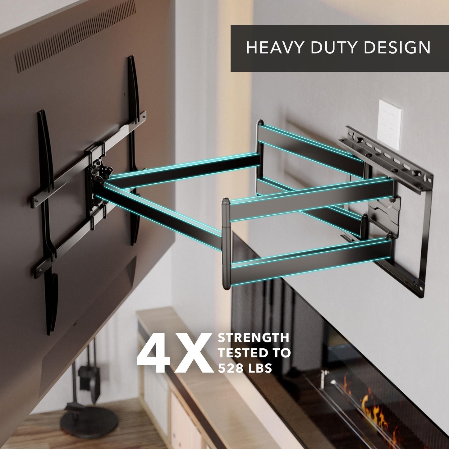 Mount-It! Long Arm Full Motion TV Wall Mount, Extra Long 42.5-Inch Extension, Heavy-Duty Dual Arm Articulating Mount for 43-100 Inch TVs, Swivel Tilt