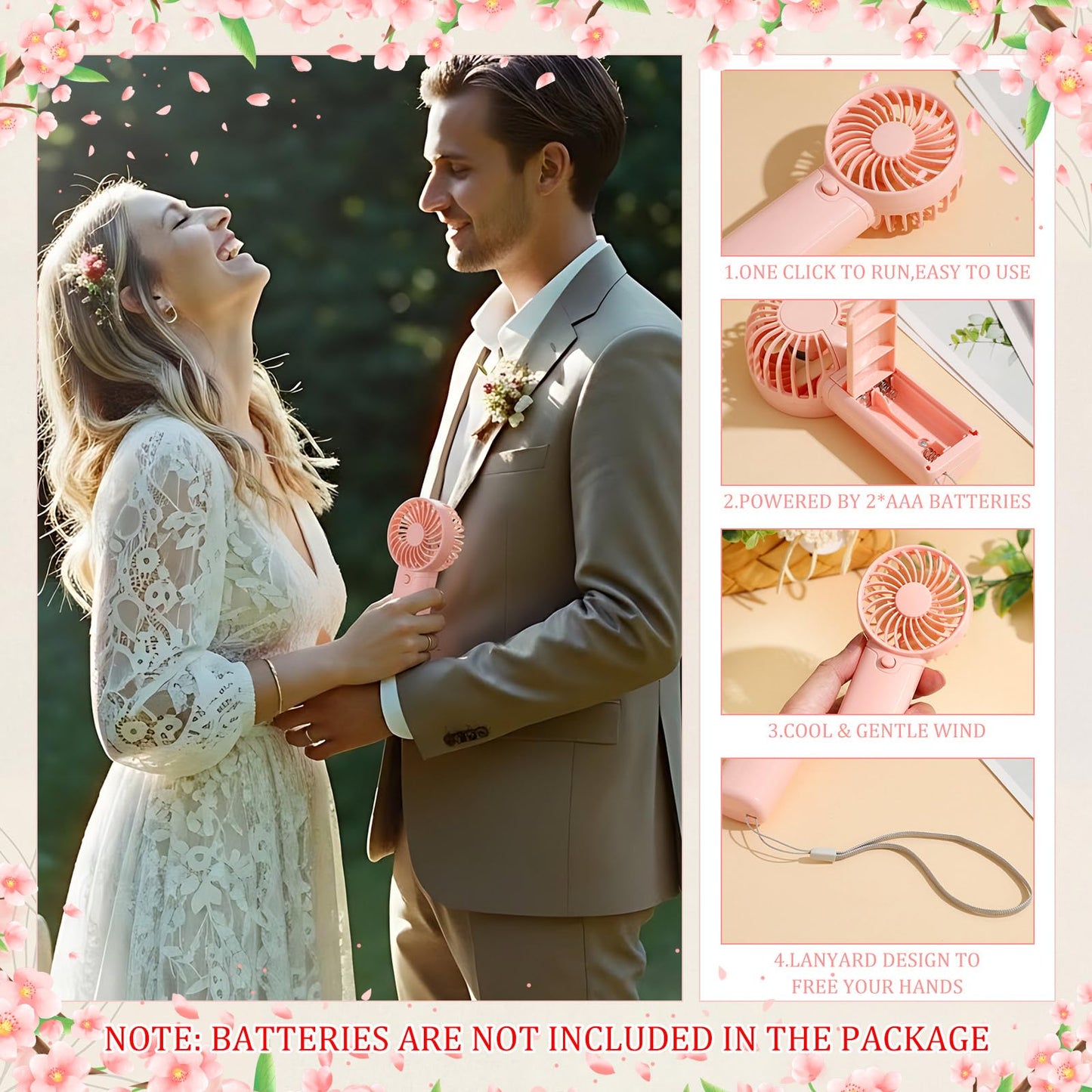 Mudder 36 Set Mini Handheld Fans Bulk, Folding for Wedding Gifts,Pink