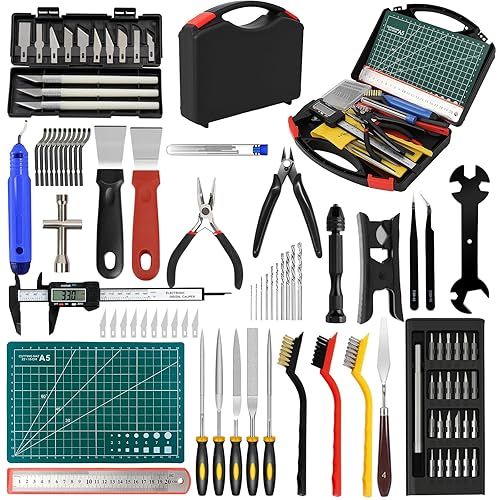 112 PCS 3D Printing Tool Kit, 3D Printer Accessories with Nozzle Cleaning Kit, Deburring Tool, Digital Caliper, Pliers, Wrench Set, Cutting Mat, Tool